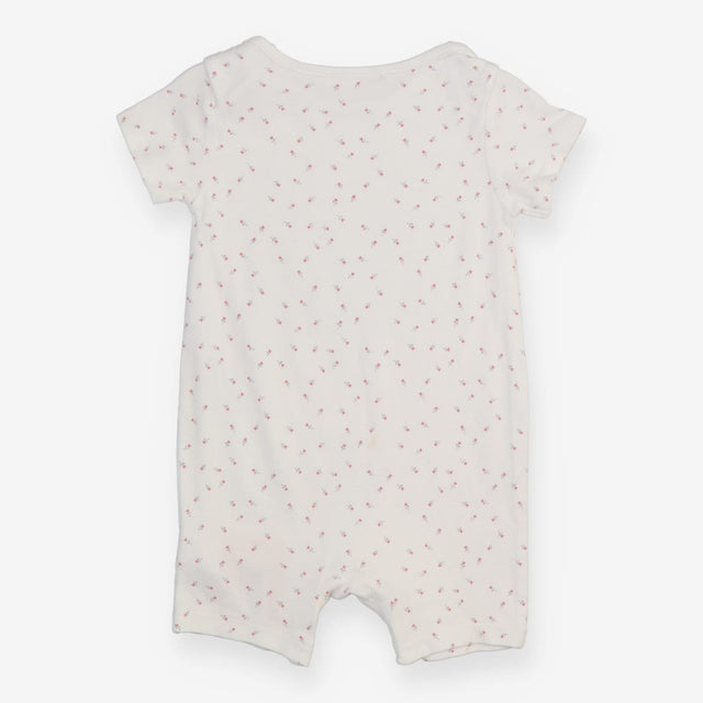 Romper shortie white small red flower