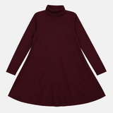 Plum Burgundy Roll Neck Knitted Midi Dress