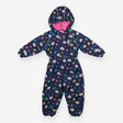 Fleece Lined Puddlesuit Blue Hedgehogs and Floral