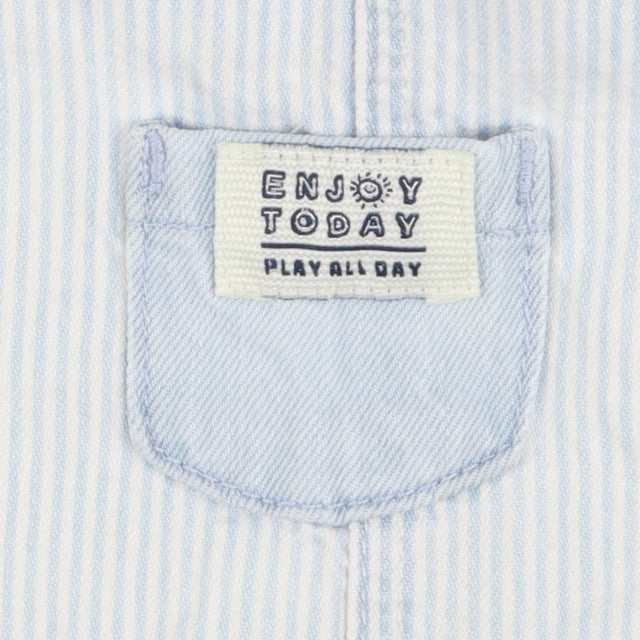 Dungarees blue stripe white bodysuit
