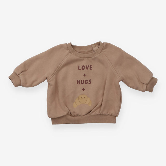 Jersey Sweater Light Brown ''Love+Hugs+Croissant''