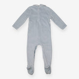 Sleepsuit velour blue smock collared hedgehogs