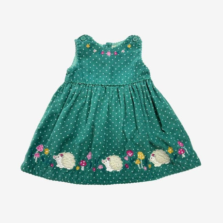 Green Polkadot Cord Hedgehog Dress