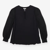 Reiss Black Long‑Sleeve Blouse – Silver Hardware C