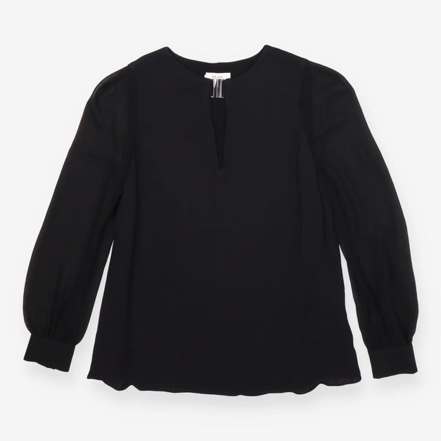 Reiss Black Long‑Sleeve Blouse – Silver Hardware C