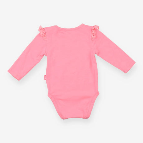 Bright pink frill shoulder bodysuit
