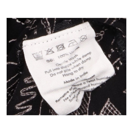 Dress Black White Abstract Print Button Front Midi
