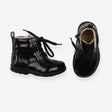 Boots black patent sparkly laces zip to side
