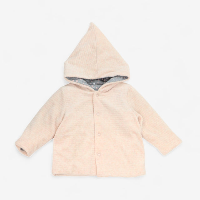 Popper jacket velour pink ribbed
