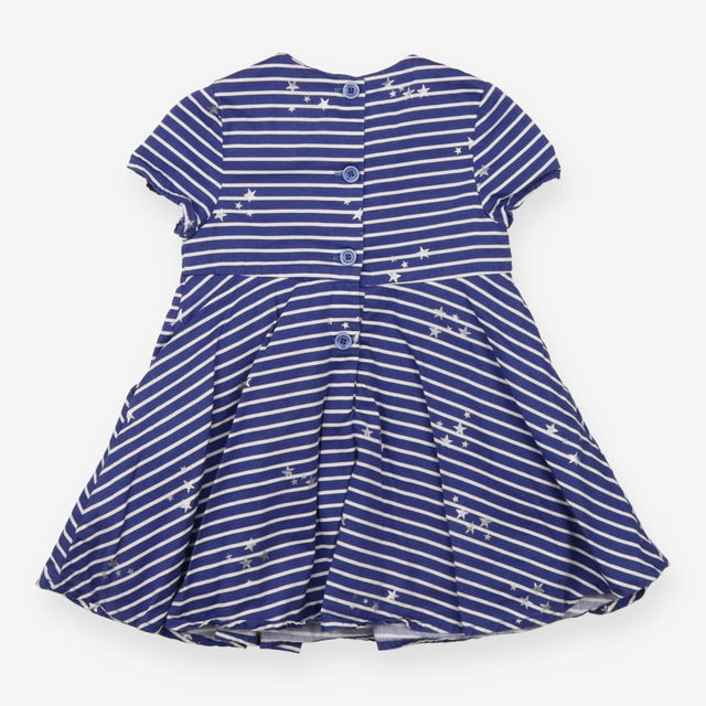 Dress Woven Blue Stripe with Silver Stars