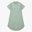 Green & Cream Striped Button Through Midi Shirt Dr