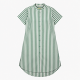 Green & Cream Striped Button Through Midi Shirt Dr