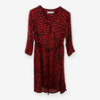 Red Leopard Print Tea Dress Back Tie Maternity Mid