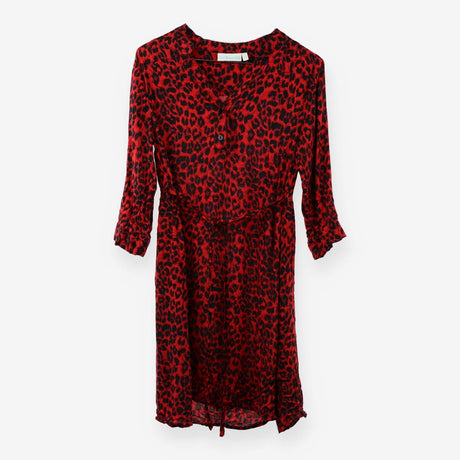Red Leopard Print Tea Dress Back Tie Maternity Mid