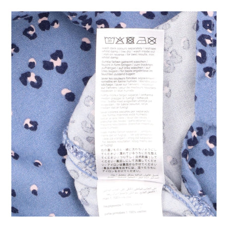 Blue Leopard Print Frill Waist Midi Dress