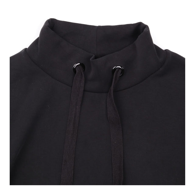 Sweatshirt Top Black Funnel Neck Contrast Sleeve
