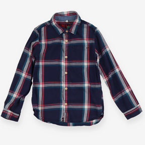 Shirt long sleeve green and red tartan with pocket