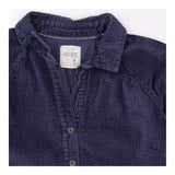 Dark Navy Blue Textured Cotton Seersucker 