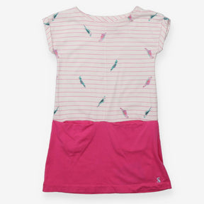 Jersey Dress Top Half White with Pink Strips and P