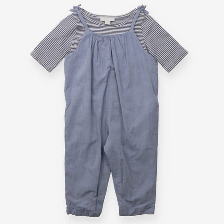 Outfit Romper Blue with Blue Striped T-Shirt