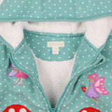 Hoodie Fleece Lined Teal Fairies and Toadstools