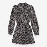 Jersey Shirt Dress Cream with Belt Black Floral Pr