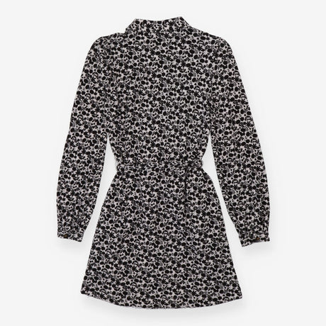 Jersey Shirt Dress Cream with Belt Black Floral Pr