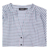 Checked Dress Blue Pink Button Front Long Sleeve