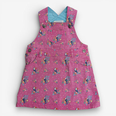 Pink denim dress with toucans