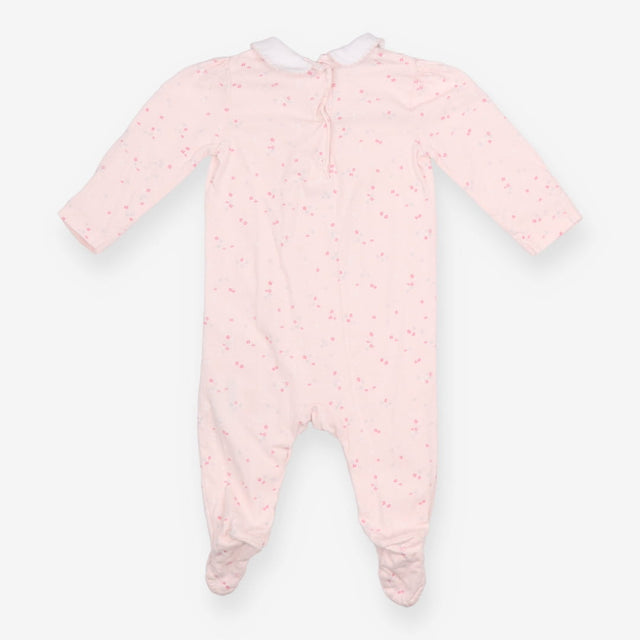 Pink Floral Collared Sleepsuit 