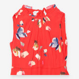 Dress Floral Print Ruffled High Neck Sleeveless Ma
