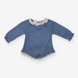 Sweater Cornflower Blue with Frill Shirt Collar