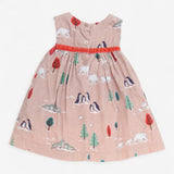 Dress cord Dusky Pink with Winter Animals