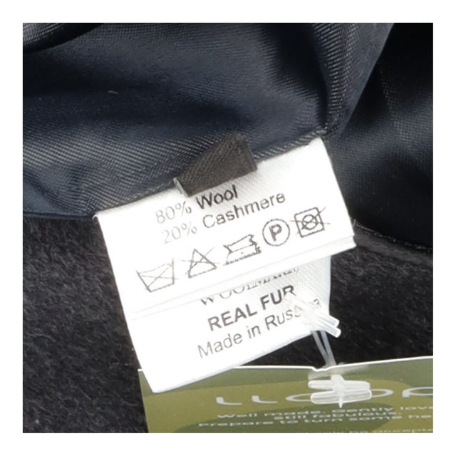 Coat Charcoal Wool Cashmere Fur Skull Motif Longli