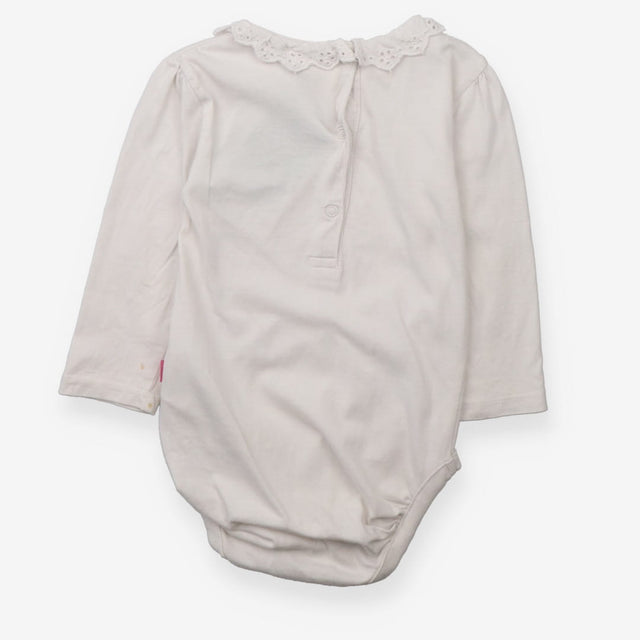 Bodysuit LS white with frill collar