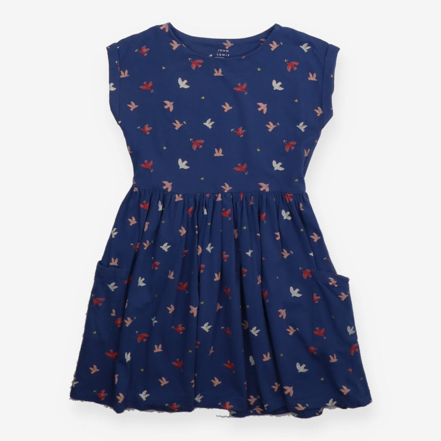 Blue Dress with Flying Birds