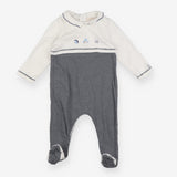Sleepsuit Collared Navy Stripe 