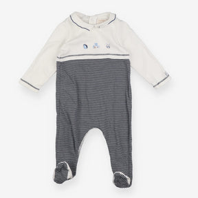 Sleepsuit Collared Navy Stripe 