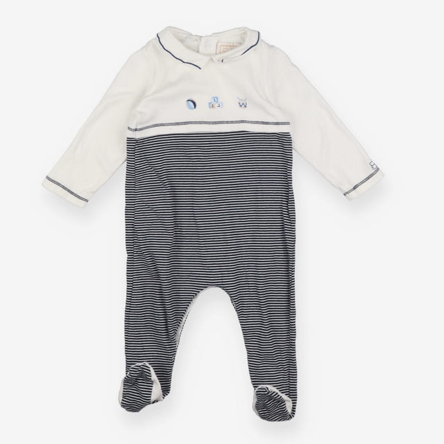 Sleepsuit Collared Navy Stripe 