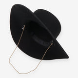 Chain Strap Wool Bolero Hat Black One Size