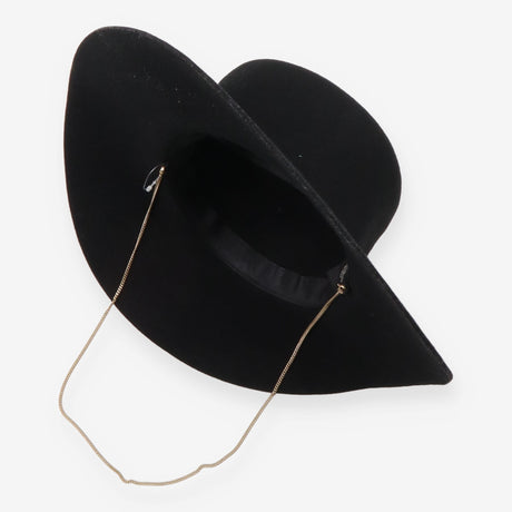 Chain Strap Wool Bolero Hat Black One Size