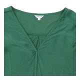 Long Sleeve V-Neck Silk Blend Tunic Top Forest Gre