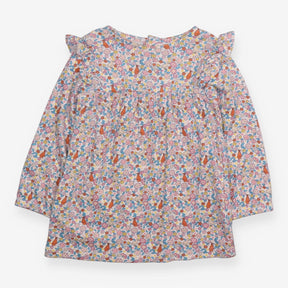 Jersey Dress with ruffled Shoulder and Foxes, Gees