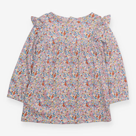 Jersey Dress with ruffled Shoulder and Foxes, Gees