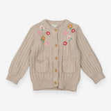 Cream Flowers Knit Cardigan 