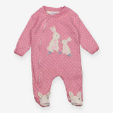 Sleepsuit Pink with White Dots and Mummy and Baby 