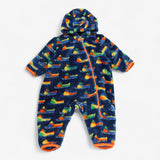 Pramsuit Fleece Blue Ski Bikes with Orange Zip