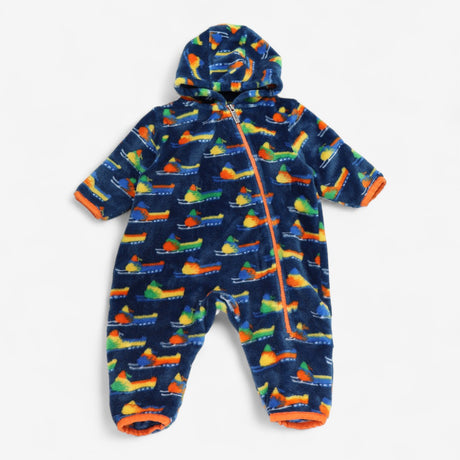 Pramsuit Fleece Blue Ski Bikes with Orange Zip