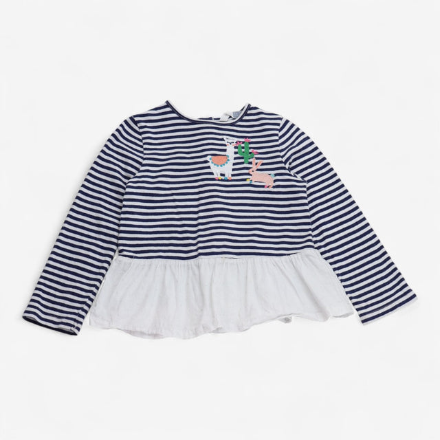 T-Shirt Long Sleeve Stripe with Llama and Rabbit