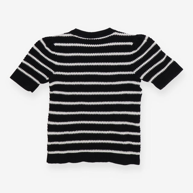 Knitted Long Sleeve Black and White stripe Sweater